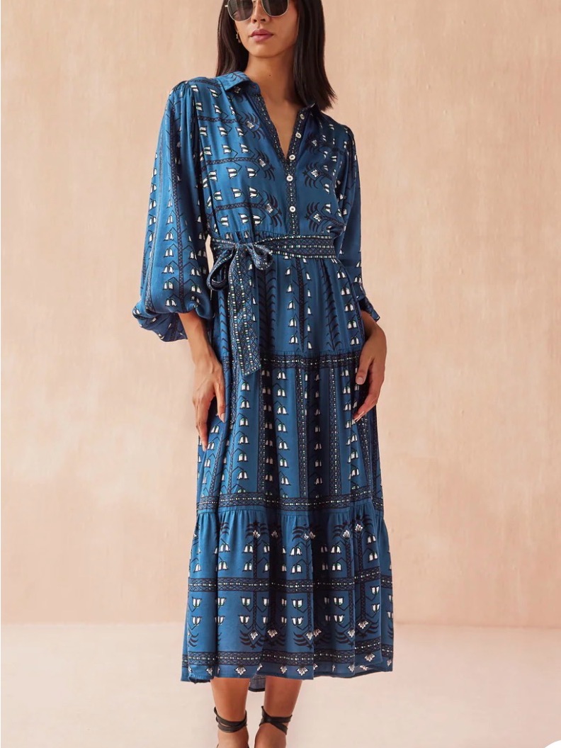 Omika Emery Maxi Dress In Malva Indigo Size Small